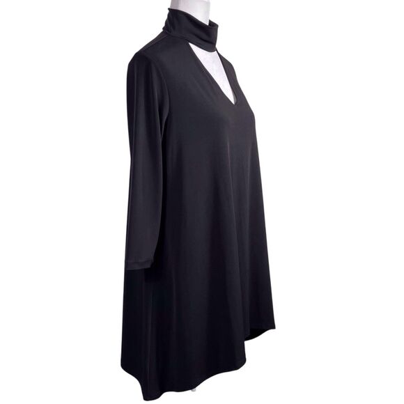 NWT Clara Sunwoo Choker V-Neckline Tunic Size Medium 3/4 Sleeve Black Lagenlook - Picture 9 of 16